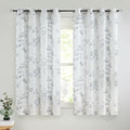 Beauoop Floral Linen Semi Sheer Curtains Living Room Grey 50x63 2