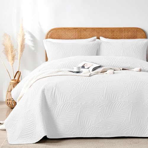 OARAGE Queen Quilt Bedding Set Soft Lightweight White Bedspread with