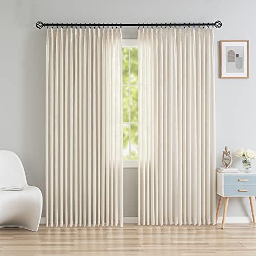 Faux Linen Pinch Pleat Curtains 108 inches Long Double Pinch Pleated