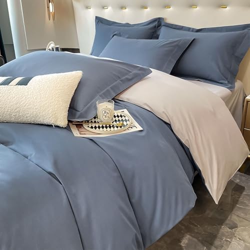 Gualiy 3 Piece Bedding Set King Size, Cotton Solid Color Double-Sided