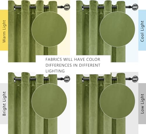 SMILETIME Green Velvet Curtains 52"x120" Grommet 2 Panels