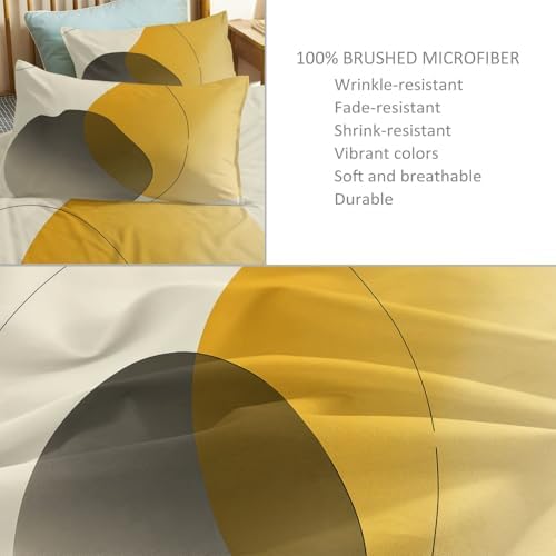 California King Duvet Cover Set Minimalist Circle Lines Bedding with