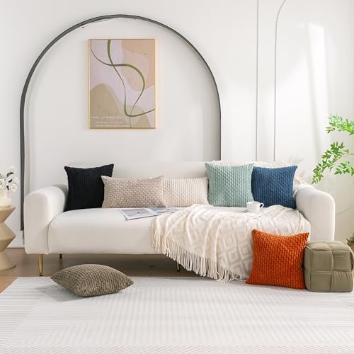 Set of 4 Navy White Taupe Decorative Throw Pillow Covers 18x18 Inch