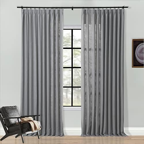 ChadMade Heavyweight Thick Linen Drape 50Wx108L Gray Double Pinch