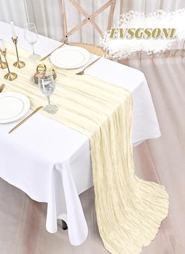 10 Pack Ivory Cheesecloth Table Runner Long,21.5 x 120 Inch