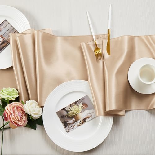 12pcs Taupe Satin Table Runners 12" x 108"