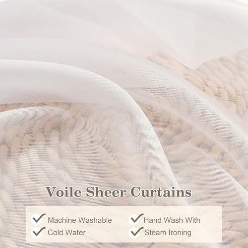 OWENIE Ivory Pinch Pleated Sheer Curtains for Living Room 96 Inch 2
