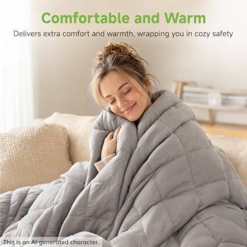 17 lbs Weighted Blanket 60"x80" Queen Size for Adults, Light Gray