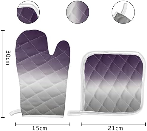Quilted Cotton Terry Cloth Oven Mitt, Pot Holder Purple Grey Ombre
