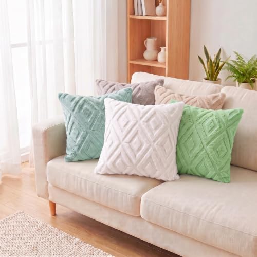 decorUhome Fall Faux Fur Light Teal Throw Pillow Covers 20x20 Set of 2