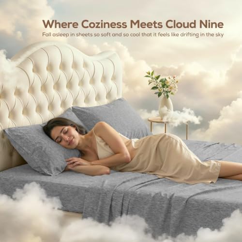 King Sheets Set, 4 Pieces 16" Deep Pocket Hotel Luxury Sheets, Heather