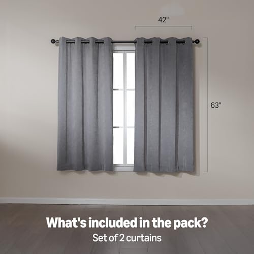 Amazon Basics Chenille Room Darkening Curtains, Light Filtering Window