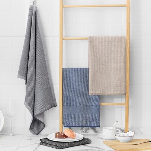 Homaxy 380 GSM Cotton Premium Kitchen Towels 12 Pack, 18"x 28", Mix