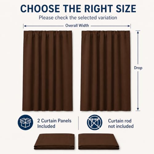 Short Blackout Curtains,Dark Brown,74"x72",2 Panels