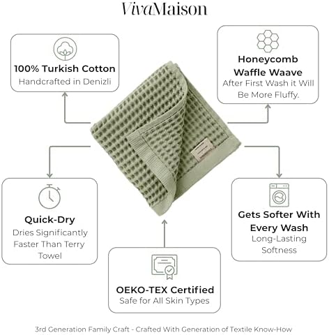 Turkish Cotton Waffle Bath Towels Set of 2, Gray, 35x71