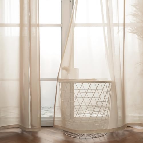 MIULEE Solid Color Sheer Curtains 84 Inches Long 2 Panels Set