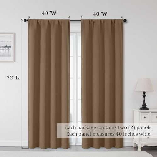 OWENIE Brown Blackout Curtains for Bedroom Living Room 72 Inch Long 2