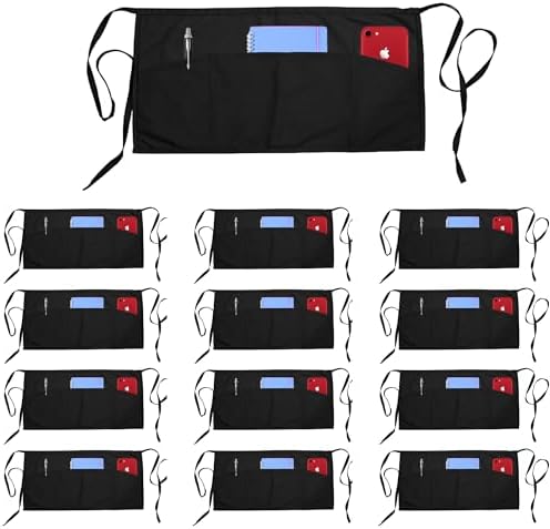 HEEDFIT Server Apron with 3 Pockets, Waist Apron, Waitress Apron for