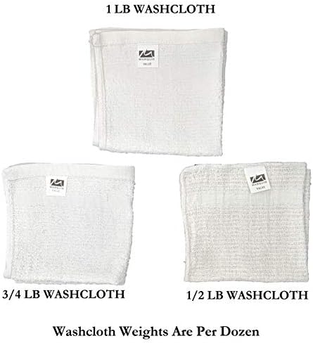 White Cotton Value Washcloths, 12 x 12 in, 60 Pack