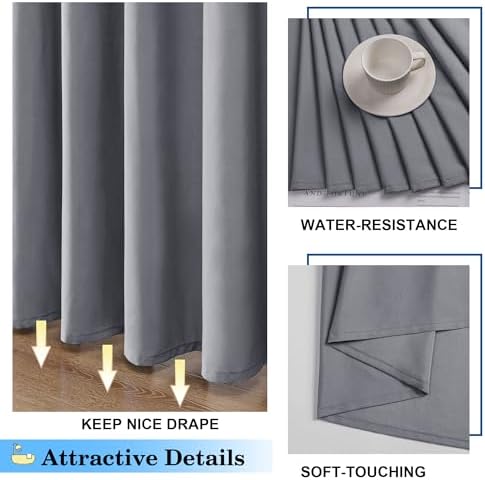 OVZME Zora Grey Shower Curtain for Bathroom, Fabric Shower Curtain