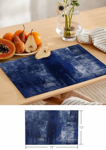 Navy Blue Placemats Set of 4 with 72 Inches Long Table Runners