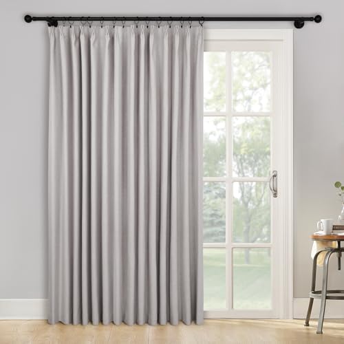 Fcosie 2-in-1 Top Linen Curtains Pinch Pleated Window Curtain 100%