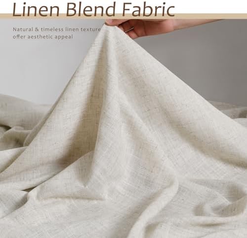 Aersas Linen Curtains 52x84 Inch Long for Living Room Bedroom, Beige