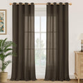YoungsTex Extra Long Brown Linen Curtains 95 Inch Length for Living