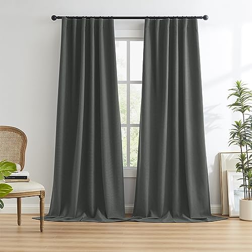100% Blackout Linen Curtains, Full Shade Complete Light Blocking