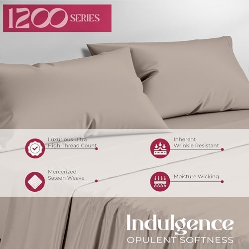Mayfair Linen 1200 Series Queen Sheet Set, 17" Deep Pocket, Sateen