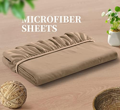 Manyshofu Taupe Cal King Extra Deep Fitted Sheet, 24 Inch Pocket