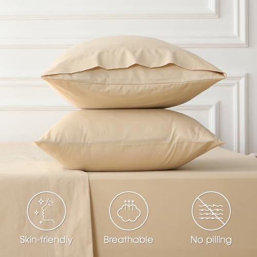 HYPREST California King Sheet Sets Deep Pocket 18-24 Inch 100% Cotton