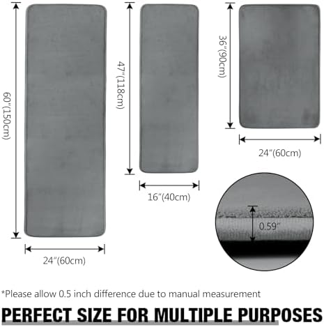 Grey Memory Foam Bath Mat Long 24x60 Bathroom Runner Rug Non Slip