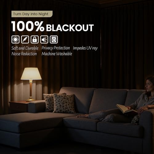 SimpleHome 100% Blackout 72 Inch Biscotti Beige Curtains for Living