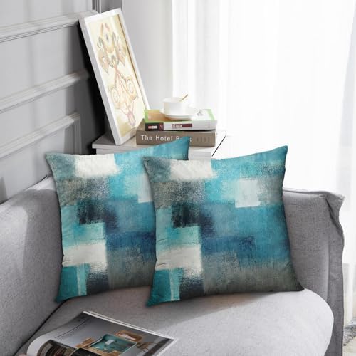 Emvency Throw Pillow Covers Set of 2, 22 x 22 Inch, Abstract Teal