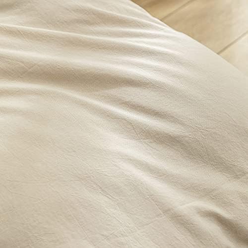 BESTOUCH Cotton Solid Duvet Cover Set Almond Milk Grey Oversized Full