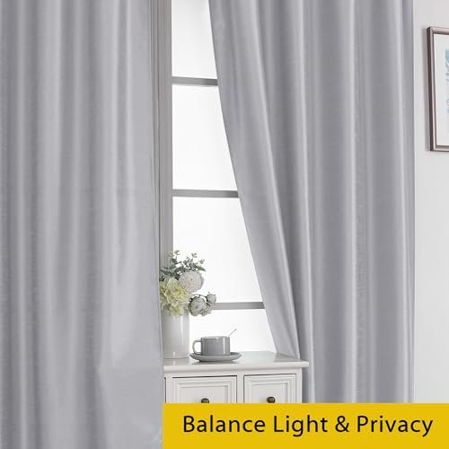 Chyhomenyc Uptown Faux Silk Light Grey Curtains 63 Inch Length 2