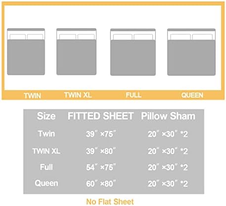 AILONEN Full Fitted Sheet Set, Mustard Black Wildflower Foliage Print