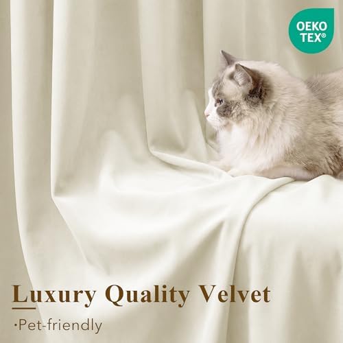 StangH Ivory White Velvet Curtains Privacy for Nursery, W52 x L84, 2