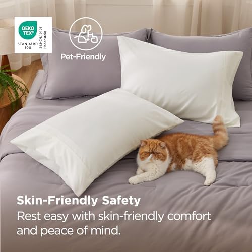 Bedsure Queen Pillow Cases Set of 2 - Ivory Brushed Microfiber