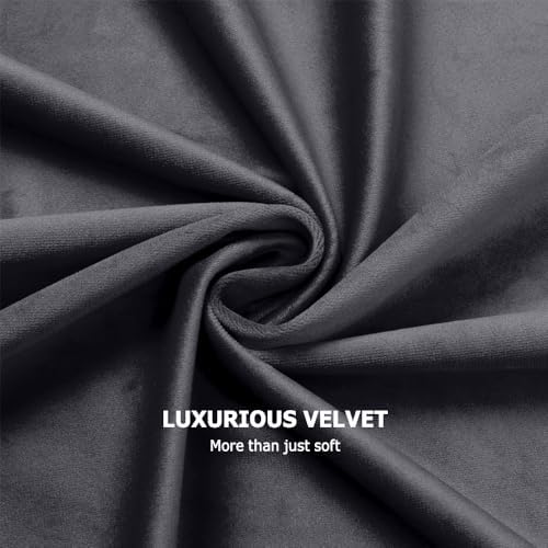 Benedeco Charcoal Gray Velvet Blackout Curtains 52x120, 2 Panels