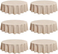Fitable 6 Pack Beige Linen Round Tablecloths 90 Inch for 36"-72"