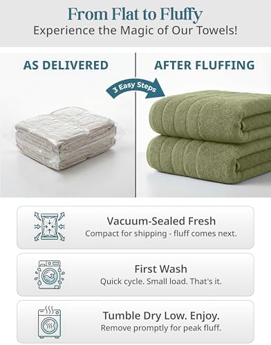 Casa Platino Towel Set for Bathroom 8 Piece Soft Absorbent - Oil Green