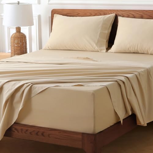 HYPREST California King Sheet Sets Deep Pocket 18-24 Inch 100% Cotton