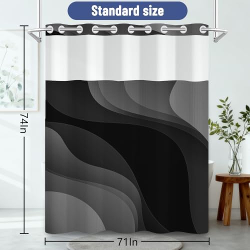 Waffle Weave Shower Curtain and Liner Set, 71x74 Inch
