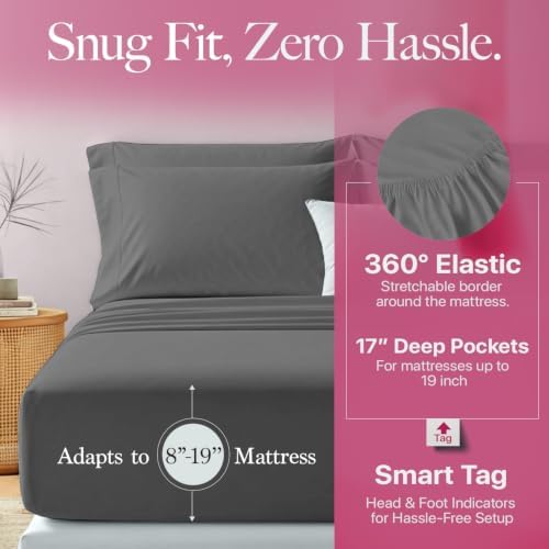 Carressa Linen 1200 Series Egyptian Cotton Sheets King Size Set, Dark