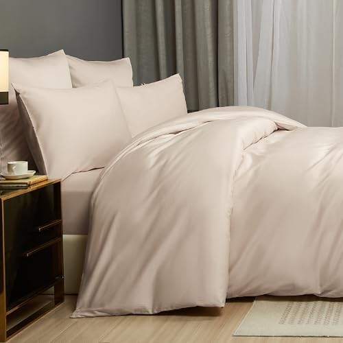 100% Long Staple Cotton Twin Duvet Cover Set Cream for Hot Sleepers