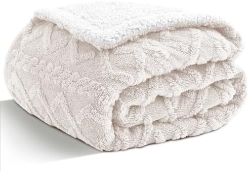 Sherpa Throw Blanket for Couch, and Bed, King 108"x90", White