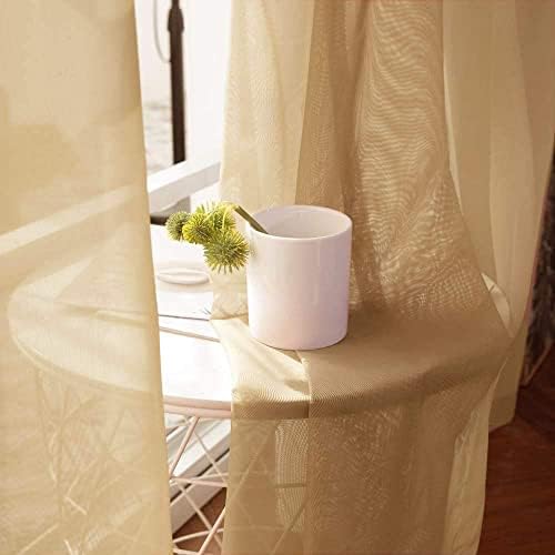 MIULEE 2 Panels Solid Color Taupe Brown Sheer Curtains Elegant Grommet