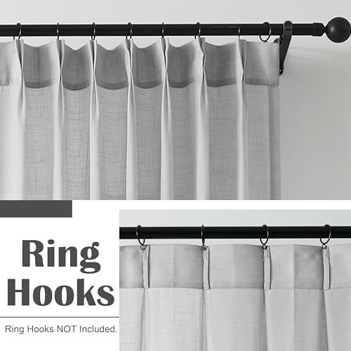 WEST LAKE Silver Gray Pinch Pleated Sheer Window Curtains for Living